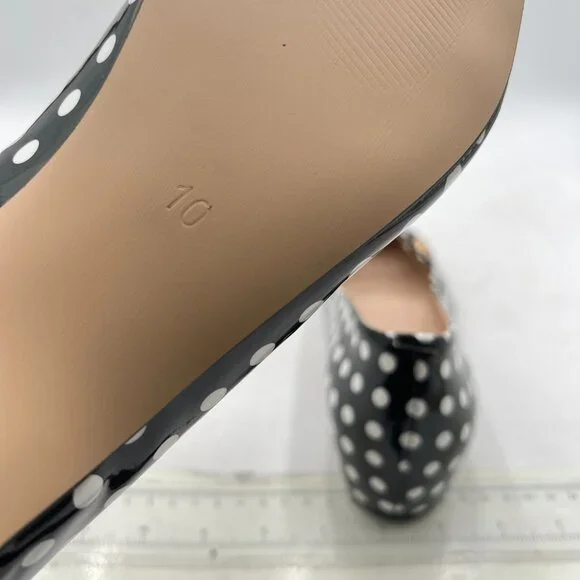 YDN Black Polka Dot Hidden Low Heels Pumps Pointed Toe Slip on Straps Shoes - Picture 6 of 8